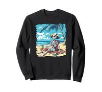 Prendere il sole scheletro sulla spiaggia sotto Palm Trees Costume Felpa