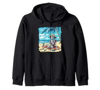 Prendere il sole scheletro sulla spiaggia sotto Palm Trees Costume Felpa con Cappuccio