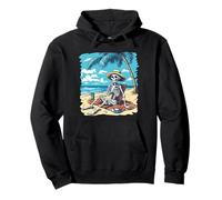 Prendere il sole scheletro sulla spiaggia sotto Palm Trees Costume Felpa con Cappuccio