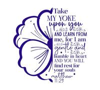 prendete il mio giogo sopra di voi e imparate da me Adesivi murali in PVC 54.6x55.8cm È possibile modificare e aggiungere informazioni Blu scuro