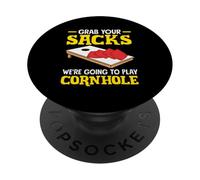 Prendi i tuoi sacchi Cornhole Amante Gioca Divertimento PopSockets PopGrip Adesivo