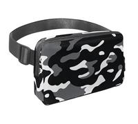 Prendi il controllo delle tue avventure con il nostro marsupio da viaggio, perfetto per passeggiate, escursioni e ciclismo, motivo mimetico bianco e nero, Multicolore#01, 1.5x9.0x5.9in/4x23x15cm