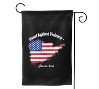 Prendi posizione contro la violenza - Bandiera patriottica degli Stati Uniti di Charlie Kirk, bandiere da giardino 12x18 bifacciali per la casa