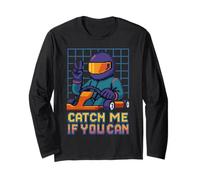 Prendimi se riesci Retro Racer Pixel Art Go Kart Race Maglia a Manica