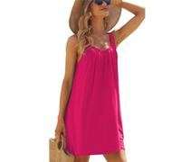 Prendisole da donna 2024, copricostume da bagno increspato, abito estivo con bretelle, abito da spiaggia senza maniche, abito da canotta, Rosso rosato, L