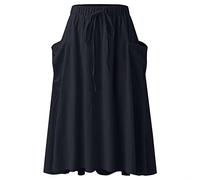 Prendisole da donna 2025 da donna casual a vita alta plissettata una linea midi gonna con tasca abito per ospiti di nozze, H, L
