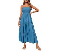 Prendisole per le donne 2023 Abito lungo estivo con spalline sottili Abito lungo casual Abiti da sole alla moda da spiaggia Abito da donna Casual, Blu, 3XL
