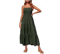 Prendisole per le donne 2023 Abito lungo estivo con spalline sottili Abito lungo casual Abiti da sole alla moda da spiaggia Abito da donna Casual, Verde, XXL
