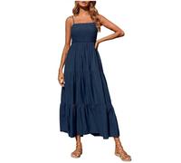 Prendisole per le donne 2023 Abito lungo estivo con spalline sottili Abito lungo casual Abiti da sole alla moda da spiaggia Abito da donna Casual, Marina Militare, L
