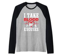 Prendo Sangue Non Scuse - Fluibotomista Divertente Maglia con Maniche Raglan