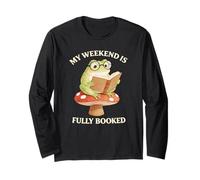 Prenota Il Mio fine Settimana è Completamente prenotato Frog Reading Cottagecore Maglia a Manica