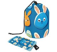 Preparatevi ovunque con la nostra borsa cosmetica portatile - Grande borsa per il trucco da donna, blu uovo di Pasqua coniglietto, Multicolore, 9.9x6.9in/25.2x17.6cm;6x3.5in/15.2x8.8cm