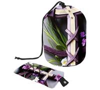 Preparatevi ovunque con la nostra borsa cosmetica portatile - Grande borsa per il trucco da donna, croce viola pasquale, Multicolore, 9.9x6.9in/25.2x17.6cm;6x3.5in/15.2x8.8cm
