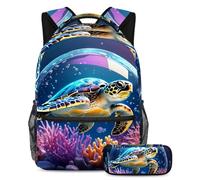 Preparatevi per il ritorno a scuola con il nostro set zaino e astuccio per ragazzi, ragazze e adolescenti, sfera di cristallo di polpo, Multicolore#06, B：29.4x20x40cm P：19x7.5x3.8cm, Zaini Daypack