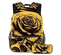Preparatevi per il ritorno a scuola con il nostro set zaino e astuccio per ragazzi, ragazze e adolescenti, rosa gialla e nera, Multicolore#01, B：29.4x20x40cm P：19x7.5x3.8cm, Zaini Daypack