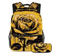 Preparatevi per il ritorno a scuola con il nostro set zaino e astuccio per ragazzi, ragazze e adolescenti, rosa gialla e nera, Multicolore#07, B：29.4x20x40cm P：19x7.5x3.8cm, Zaini Daypack