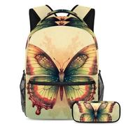 Preparatevi per il ritorno a scuola con il nostro set zaino e astuccio per ragazzi, ragazze e adolescenti, motivo a cuore verde, Multicolore#03, B:29.4x20x40cm P:19x7.5x3.8cm, Zaini Daypack