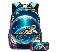 Preparatevi per il ritorno a scuola con il nostro set zaino e astuccio per ragazzi, ragazze e adolescenti, sfera di cristallo di polpo, Multicolore#08, B：29.4x20x40cm P：19x7.5x3.8cm, Zaini Daypack