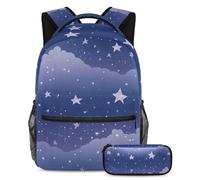 Preparati a distinguerti con questo set di 2 zaini per ragazzi ragazze adolescenti, perfetto per viaggi e studenti. Cielo stellato viola, Multicolore, B：29.4x20x40cm P：19x7.5x3.8cm, Zaini Daypack