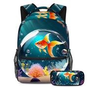 Preparati al successo con il nostro set di 2 zaini per bambini, perfetto per ragazzi e ragazze, con uno zaino di grande capacità e un astuccio, bella palla di cristallo a forma di pesce,