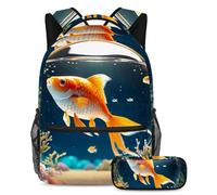 Preparati al successo con il nostro set di 2 zaini per bambini, perfetto per ragazzi e ragazze, con uno zaino di grande capacità e un astuccio, bella palla di cristallo a forma di pesce,