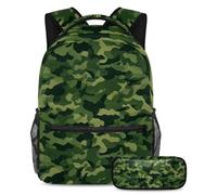 Preparati al successo con il nostro set di 2 zaini per bambini, perfetto per ragazzi e ragazze, con uno zaino e un astuccio di grande capacità, motivo mimetico rosso, Multicolore#08, B:29.4x20x40cm\