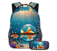 Preparati al successo con il nostro set di 2 zaini per bambini, perfetto per ragazzi e ragazze, con uno zaino di grande capacità e un astuccio, bella palla di cristallo a forma di pesce,