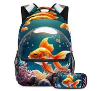 Preparati al successo con il nostro set di 2 zaini per bambini, perfetto per ragazzi e ragazze, con uno zaino di grande capacità e un astuccio, bella palla di cristallo a forma di pesce,