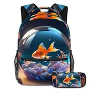 Preparati al successo con il nostro set di 2 zaini per bambini, perfetto per ragazzi e ragazze, con uno zaino di grande capacità e un astuccio, bella palla di cristallo a forma di pesce,