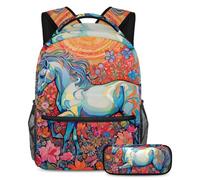 Preparati al successo con il nostro set di 2 zaini per bambini, perfetto per ragazzi e ragazze, con uno zaino e un astuccio di grande capacità, farfalla con disegno a colori, Multicolore#07,
