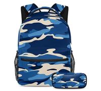 Preparati al successo con il nostro set di 2 zaini per bambini, perfetto per ragazzi e ragazze, con uno zaino e un astuccio di grande capacità, motivo mimetico rosso, Multicolore#03, B:29.4x20x40cm\
