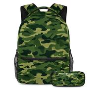 Preparati al successo con il nostro set di 2 zaini per bambini, perfetto per ragazzi e ragazze, con uno zaino e un astuccio di grande capacità, motivo mimetico rosso, Multicolore#04, B:29.4x20x40cm\