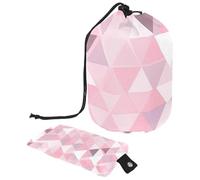 Preparati in un attimo con questa grande borsa per il trucco a cilindro, design impermeabile e salvaspazio, triangolo rosa geometrico, Multicolore, 9.9x6.9in/25.2x17.6cm;6x3.5in/15.2x8.8cm