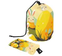 Preparati in un attimo con questa grande borsa per il trucco a cilindro, design impermeabile e salvaspazio, uovo di Pasqua giallo, Multicolore, 9.9x6.9in/25.2x17.6cm;6x3.5in/15.2x8.8cm