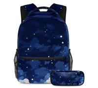 Preparati per la scuola con questo set di 2 zaini, zaino e astuccio per ragazzi, ragazze e adolescenti, cielo stellato bianco, Multicolore, B：29.4x20x40cm P：19x7.5x3.8cm, Zaini Daypack