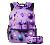 Preparati per la scuola con questo set di 2 zaini, zaino per ragazzi, ragazze, adolescenti, una borsa per libri da viaggio indispensabile, motivo regalo giallo, Multicolore#05, B：29.4x20x40cm\