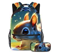 Preparati per la scuola con questo set di 2 zaini, zaino per ragazzi, ragazze, adolescenti, una borsa per libri da viaggio indispensabile, adorabile scoiattolo nuota sott'acqua, Multicolore#08,