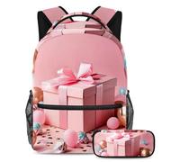 Preparati per la scuola con questo set di 2 zaini, zaino per ragazzi, ragazze, adolescenti, una borsa per libri da viaggio indispensabile, motivo regalo giallo, Multicolore#08, B:29.4x20x40cm\