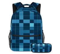 Preparati per la scuola con questo set di 2 zaini, zaino per ragazzi, ragazze, adolescenti, una borsa per libri da viaggio indispensabile, motivo scozzese retrò giallo, Multicolore#04, B：29.4x20x40cm\