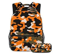 Preparati per la scuola con questo set di 2 zaini, zaino per ragazzi, ragazze, adolescenti, una borsa per libri da viaggio indispensabile, motivo mimetico, Multicolore#03, B：29.4x20x40cm\