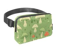 Preparati per l'avventura con il nostro versatile marsupio, perfetto per uomini e donne in viaggio, motivo fungo verde, Multicolore#08, 1.5x9.0x5.9in/4x23x15cm
