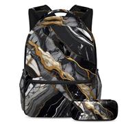 Preparati per l'avventura con questo set di 2 zaini, essenziale per ragazzi, ragazze e adolescenti in movimento. Texture marmo nero, Multicolore, B：29.4x20x40cm P：19x7.5x3.8cm, Zaini Daypack