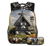 Preparati per l'avventura con questo set di 2 zaini, essenziale per ragazzi, ragazze e adolescenti in movimento!, Grigio Pasqua Cross House, Multicolore, B：29.4x20x40cm P：19x7.5x3.8cm, Zaini Daypack