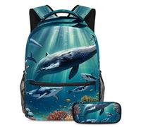 Preparati per l'avventura con questo set di 2 zaini, essenziale per ragazzi, ragazze e adolescenti in movimento!, Simpatica balena, Multicolore, B:29.4x20x40cm P:19x7.5x3.8cm, Zaini Daypack