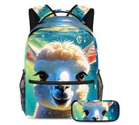 Preparati per l'avventura con questo set di 2 zaini, essenziale per ragazzi, ragazze e adolescenti in movimento. Adorabili alpaca nuotano sott'acqua, Multicolore#02, B：29.4x20x40cm P：19x7.5x3.8cm,