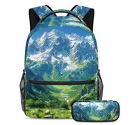 Preparati per l'avventura con questo set di 2 zaini, essenziale per ragazzi, ragazze e adolescenti in movimento!, motivo montagne, Multicolore, B：29.4x20x40cm P：19x7.5x3.8cm, Zaini Daypack