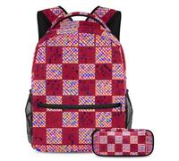 Preparati per l'avventura con questo set di 2 zaini, essenziale per ragazzi, ragazze e adolescenti in movimento. Motivo a scacchiera rosa, Multicolore#02, B：29.4x20x40cm P：19x7.5x3.8cm, Zaini Daypack