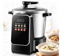 Preparatore automatico per impasti densi e yam pestato (900W) | Macchina per Fufu da 6L, touch screen LED e timer, acciaio inox antiaderente; adatta per Nshima, zuppe, Banku, Amala
