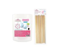 Preparazione per zucchero filato blu 160 g + 25 stecchi