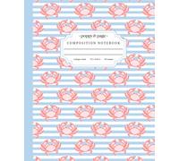 Preppy Coastal Composition Notebook: Cute Baby Blue and White Stripe Beachy Crab Journal for Women and Teen Girls | College Ruled Pages